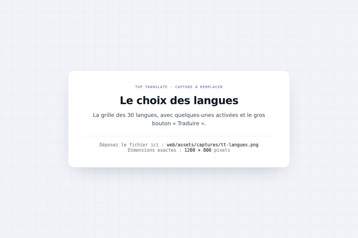 Les trente langues, incluses dans tous les forfaits. Vous les activez et les retirez quand vous voulez, sans que rien ne bouge sur la facture.